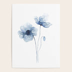 Blue Watercolor Poppies Poster Gallery Image 4