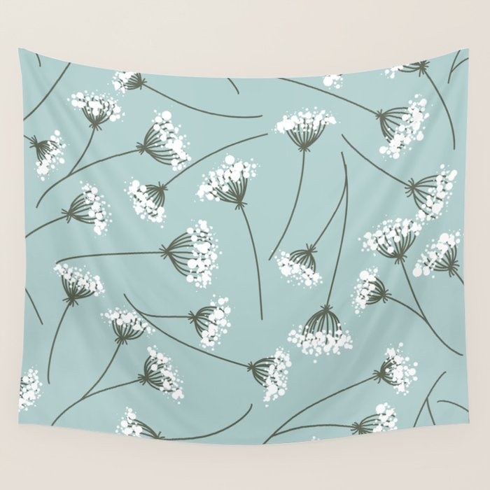 Queen Anne's Lace Floral Pattern Wall Tapestry Gallery Image 4