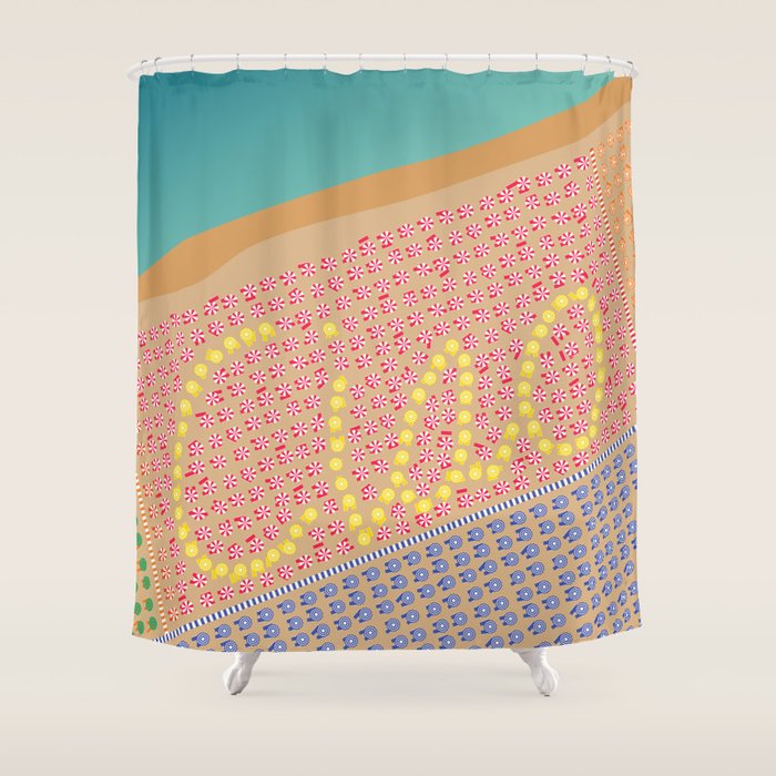 Ciao / Hello Italy Beach Umbrellas - Aerial Italian Shower Curtain Gallery Image 1