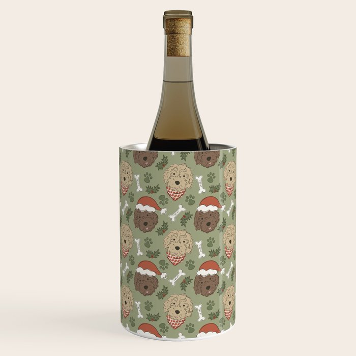 Holiday Doodle Dogs . Tan and Brown Wine Chiller Gallery Image 1