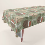 Holiday Doodle Dogs . Tan and Brown Tablecloth Gallery Image 1
