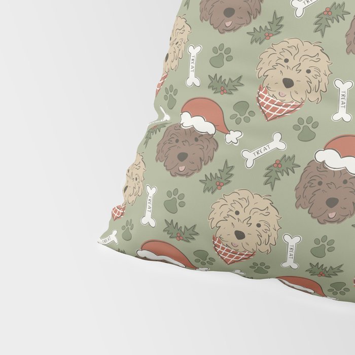 Holiday Doodle Dogs . Tan and Brown Pillow Sham Gallery Image 4