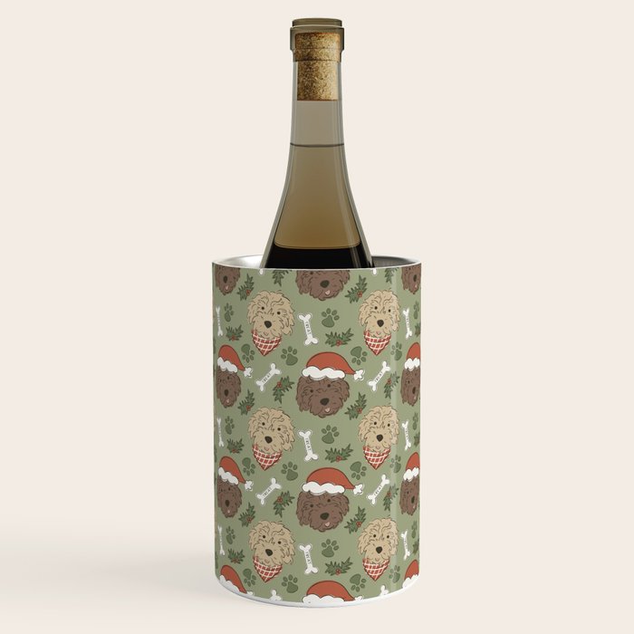 Holiday Doodle Dogs . Tan and Brown Wine Chiller Gallery Image 2