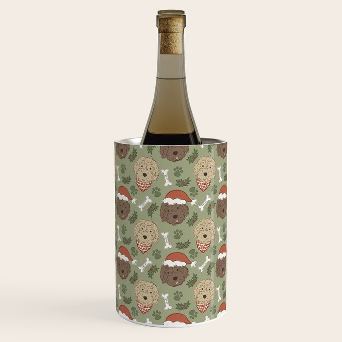 Holiday Doodle Dogs . Tan and Brown Wine Chiller Gallery Image 3