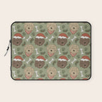 Holiday Doodle Dogs . Tan and Brown Laptop Sleeve Gallery Image 1
