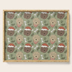 Holiday Doodle Dogs . Tan and Brown Serving Tray Gallery Image 1
