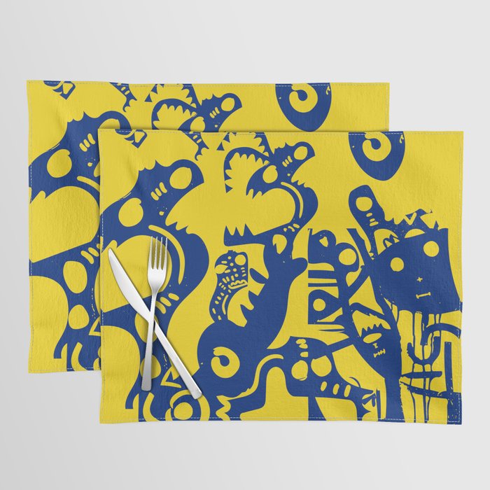 Blue Sweet Monsters in the Sun Street Art Graffiti Design Placemat Gallery Image 1