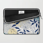 Floral Leaves and Blooms, Yellow, Gray, Teal, Navy Laptop Sleeve Gallery Image 2