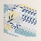 Floral Leaves and Blooms, Yellow, Gray, Teal, Navy Wrapping Paper Gallery Image 3