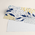 Floral Leaves and Blooms, Yellow, Gray, Teal, Navy Wrapping Paper Gallery Image 2