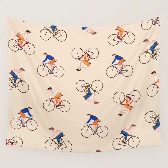 Bike Pattern Wall Tapestry Gallery Image 1