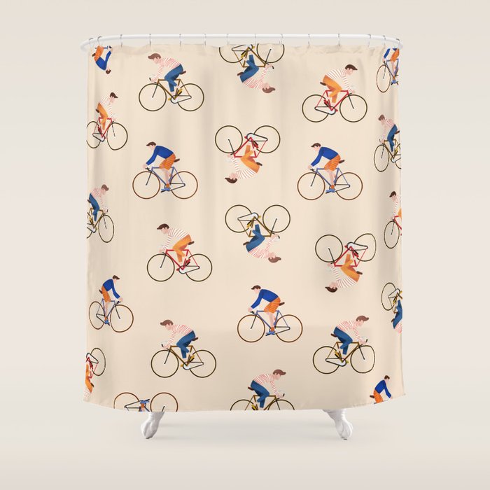 Bike Pattern Shower Curtain Gallery Image 1