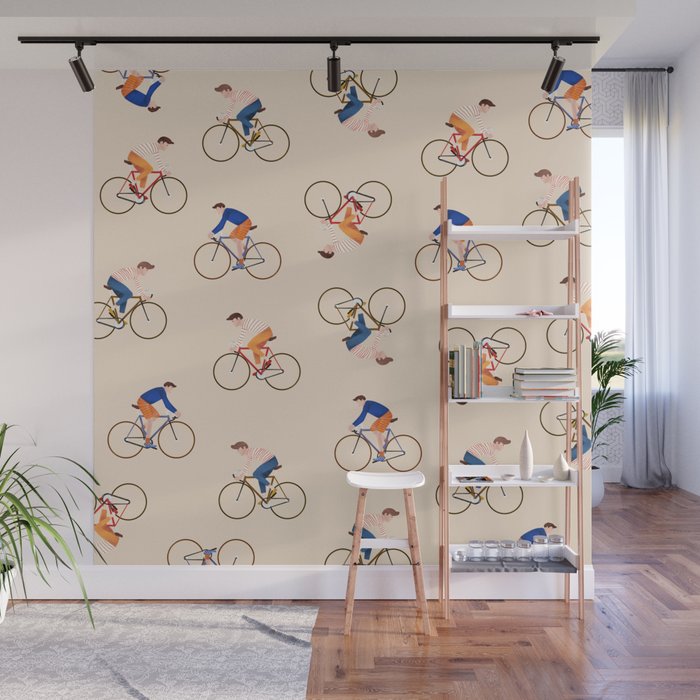 Bike Pattern Wall Mural Gallery Image 1