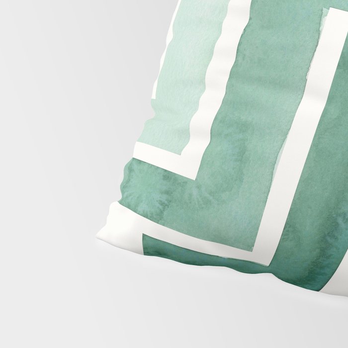 Deep Green Pattern Mid-century Modern Simple Geometric Pattern Watercolor Minimalist Art Squares Pillow Sham Gallery Image 4