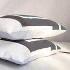 Deep Green Pattern Mid-century Modern Simple Geometric Pattern Watercolor Minimalist Art Squares Pillow Sham Gallery Image 3