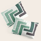 Deep Green Pattern Mid-century Modern Simple Geometric Pattern Watercolor Minimalist Art Squares Pillow Sham Gallery Image 3