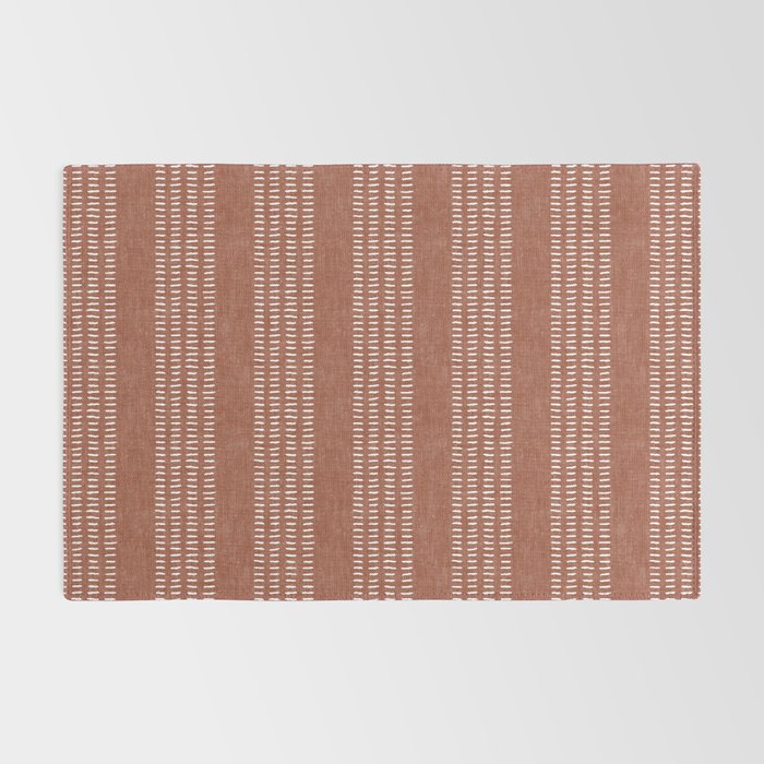 farmhouse stitch - rust Rug Gallery Image 2
