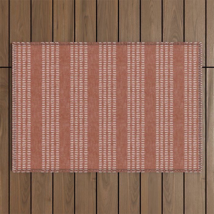 farmhouse stitch - rust Outdoor Rug Gallery Image 1
