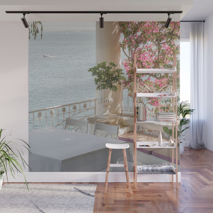 Sorrento Vibes | Balcony In Italy With Pink Flowers Photo Print | Summer Travel Photography Wall Mural Gallery Image 1