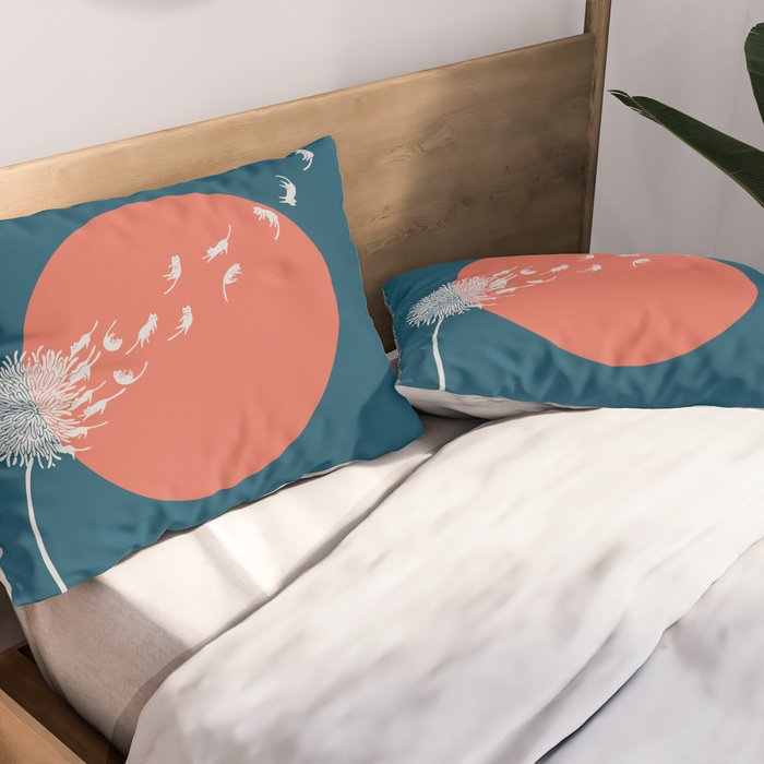 Cat and Plant 25: Cat Dandelion Pillow Sham Gallery Image 2
