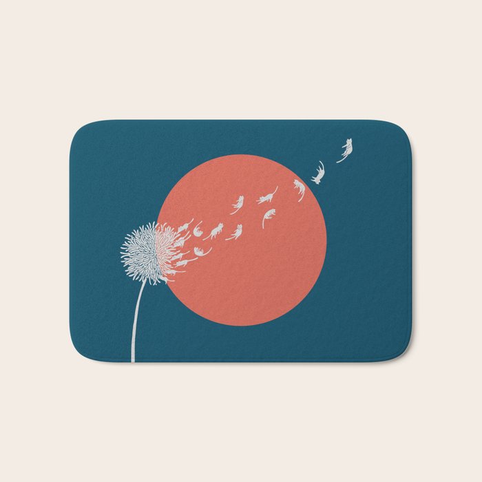 Cat and Plant 25: Cat Dandelion Bath Mat Gallery Image 1