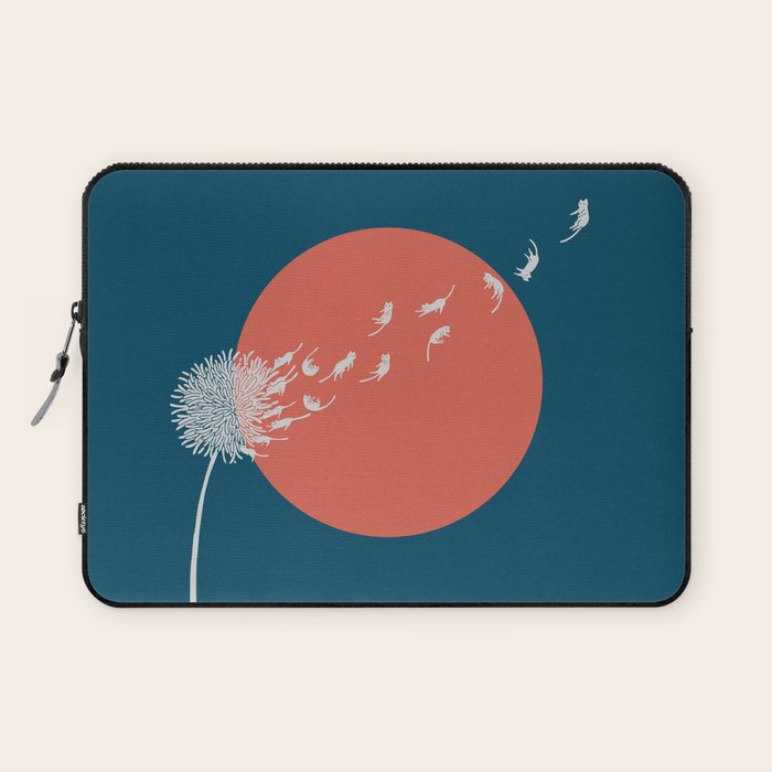 Cat and Plant 25: Cat Dandelion Laptop Sleeve Gallery Image 1