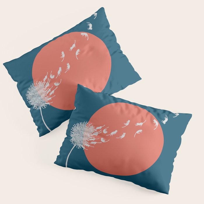 Cat and Plant 25: Cat Dandelion Pillow Sham Gallery Image 3