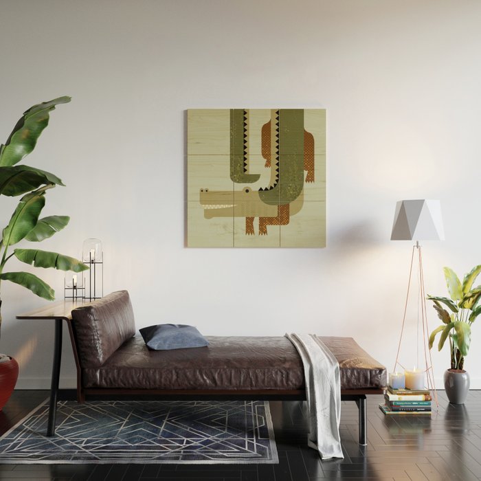 Whimsy Crocodile Wood Wall Art Gallery Image 2