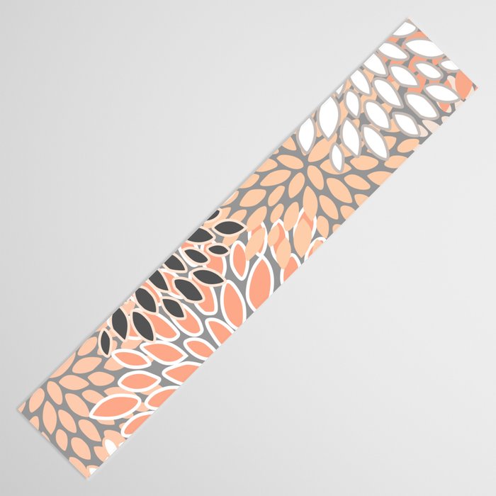 Modern, Flowers Print, Coral, Peach and Gray Table Runner Gallery Image 3