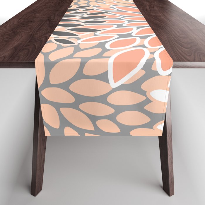 Modern, Flowers Print, Coral, Peach and Gray Table Runner Gallery Image 1