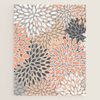 Modern, Flowers Print, Coral, Peach and Gray Jigsaw Puzzle Gallery Image 1