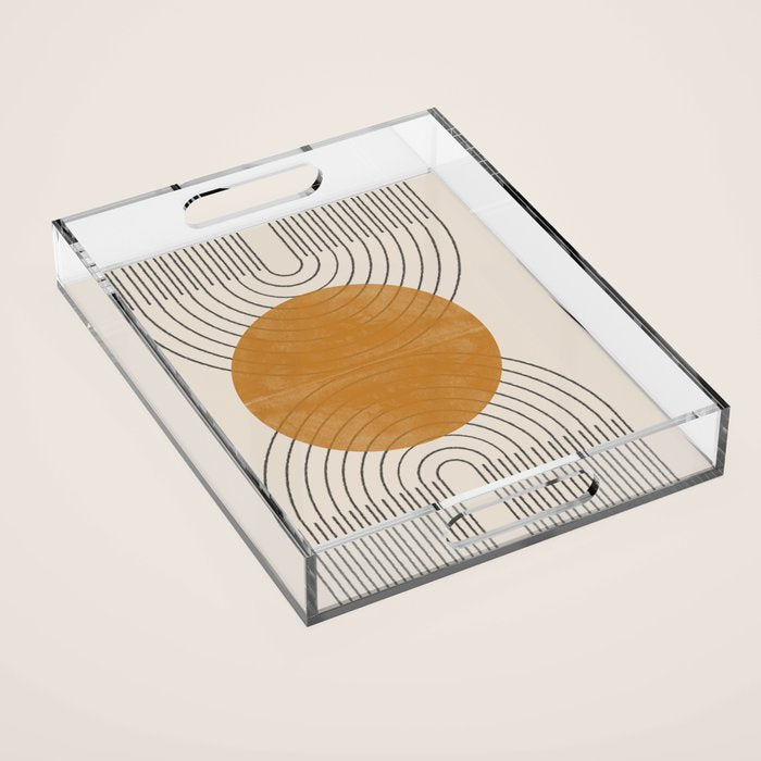 Minimal Line, Arch, Gold Sun Acrylic Tray Gallery Image 1