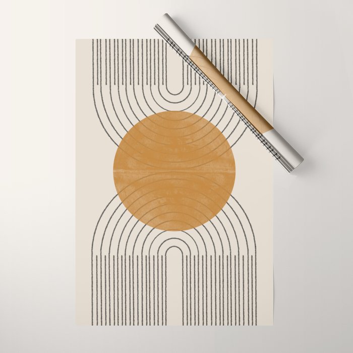 Minimal Line, Arch, Gold Sun Wrapping Paper Gallery Image 1