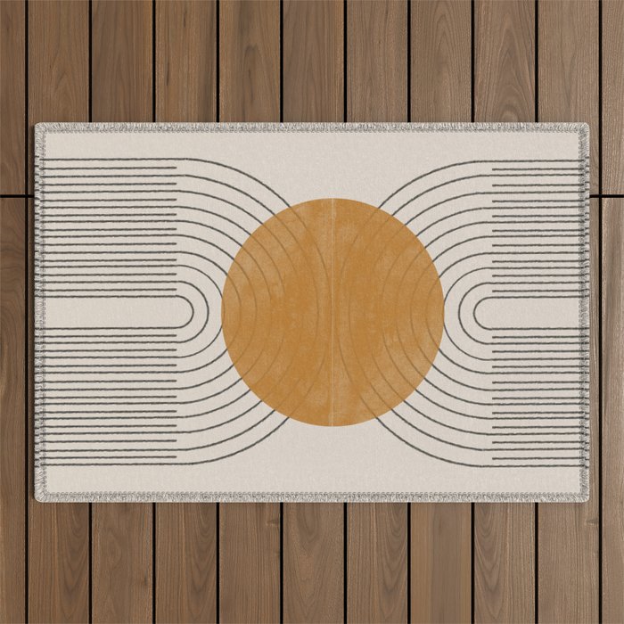 Minimal Line, Arch, Gold Sun Outdoor Rug Gallery Image 1