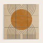 Minimal Line, Arch, Gold Sun Wood Wall Art Gallery Image 1