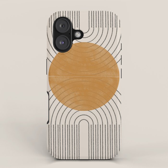 Minimal Line, Arch, Gold Sun iPhone Case Gallery Image 1