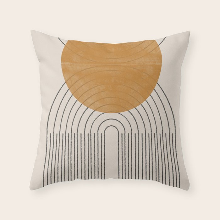 Minimal Line, Arch, Gold Sun Throw Pillow Gallery Image 6