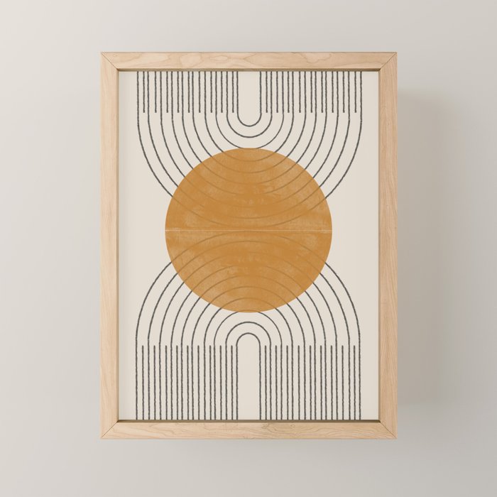Minimal Line, Arch, Gold Sun Mini Art Print Gallery Image 1