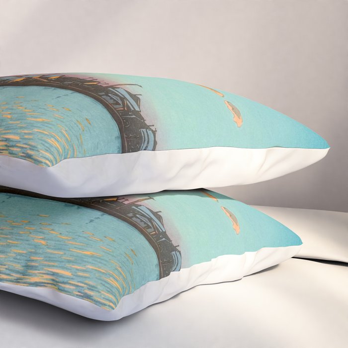 Hasui Hama-cho Riverbank Japanese Woodblock Print Pillow Sham Gallery Image 3