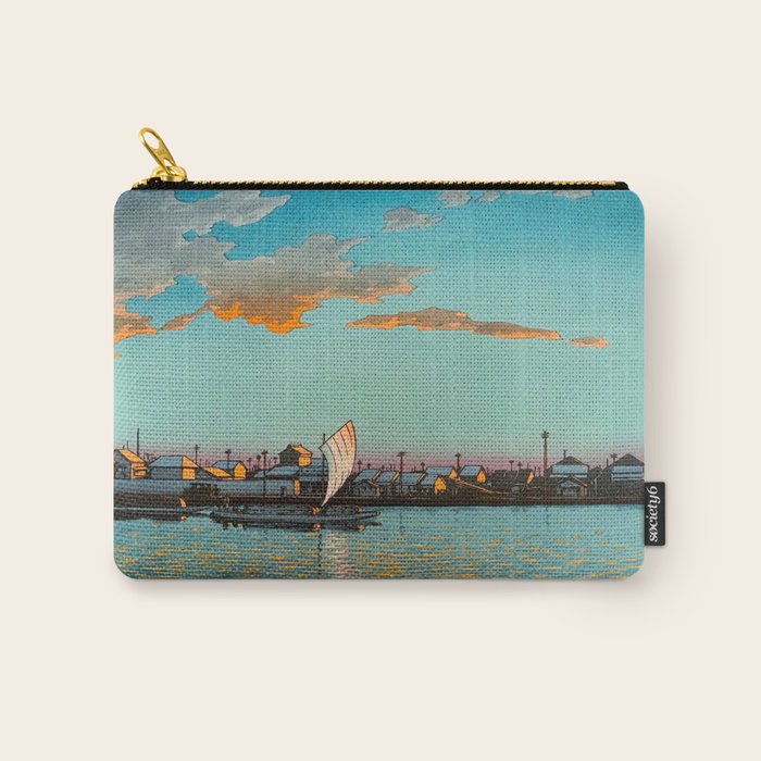 Hasui Hama-cho Riverbank Japanese Woodblock Print Carry All Pouch Gallery Image 1