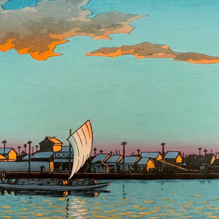 Hasui Hama-cho Riverbank Japanese Woodblock Print Coffee Mug Gallery Image 2