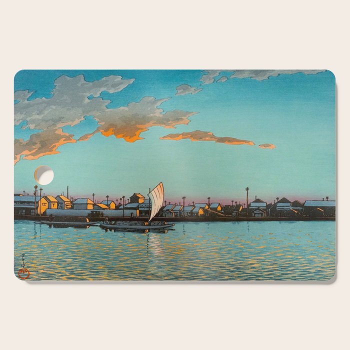 Hasui Hama-cho Riverbank Japanese Woodblock Print Cutting Board Gallery Image 1