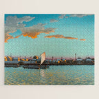 Hasui Hama-cho Riverbank Japanese Woodblock Print Jigsaw Puzzle Gallery Image 1