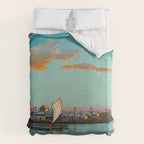 Hasui Hama-cho Riverbank Japanese Woodblock Print Duvet Cover Gallery Image 6