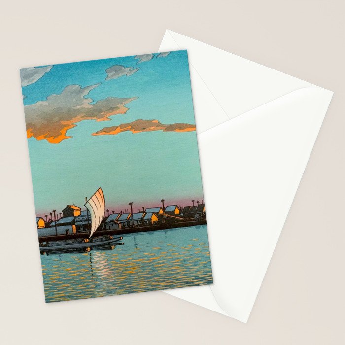 Hasui Hama-cho Riverbank Japanese Woodblock Print Stationery Card Gallery Image 2