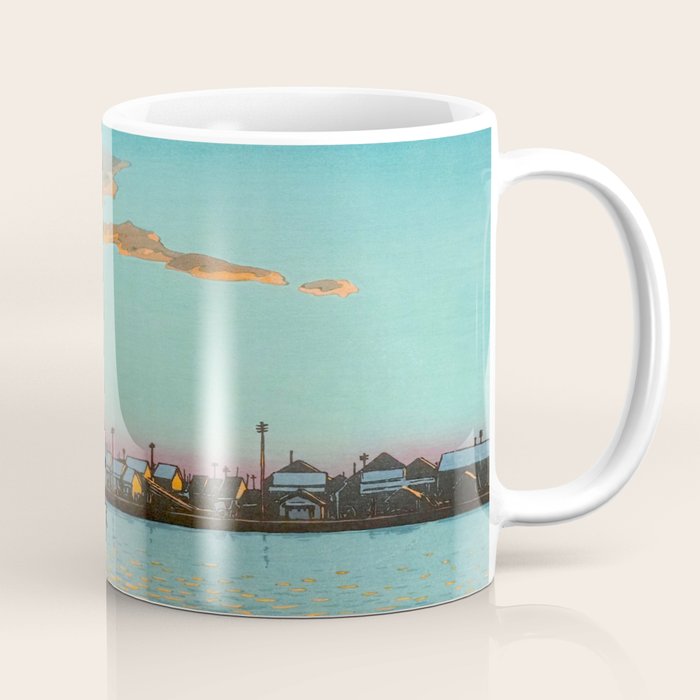 Hasui Hama-cho Riverbank Japanese Woodblock Print Coffee Mug Gallery Image 1