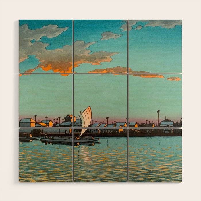 Hasui Hama-cho Riverbank Japanese Woodblock Print Wood Wall Art Gallery Image 1