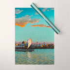 Hasui Hama-cho Riverbank Japanese Woodblock Print Wrapping Paper Gallery Image 1