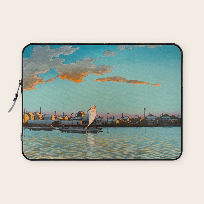 Hasui Hama-cho Riverbank Japanese Woodblock Print Laptop Sleeve Gallery Image 1