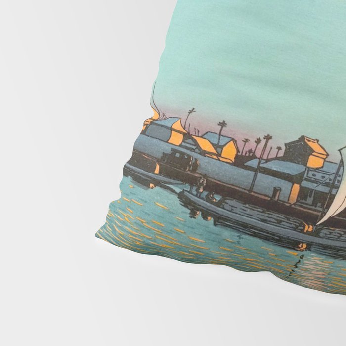 Hasui Hama-cho Riverbank Japanese Woodblock Print Pillow Sham Gallery Image 4